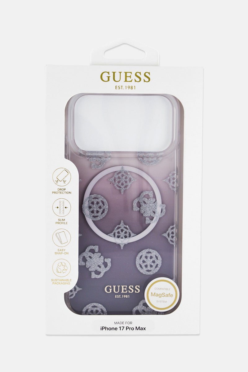 GUESS iPhone 17 Pro Max Gradient Peony And Glitter Mobile Case, Grey - Image 1